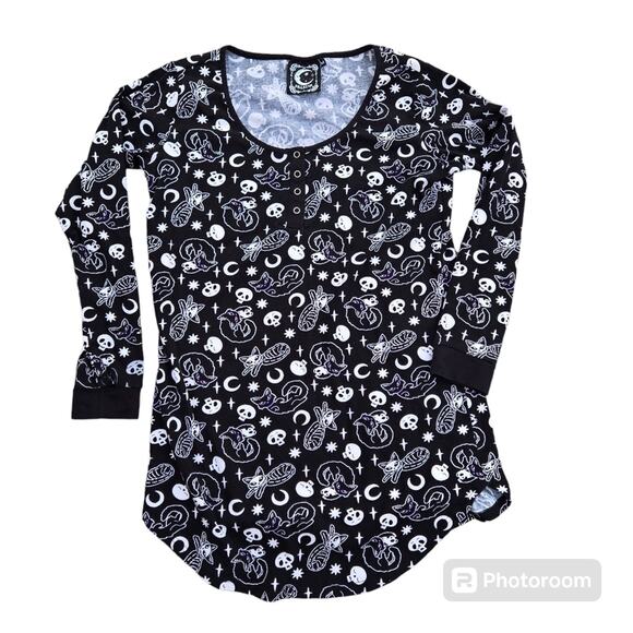 Killstar purr off pajamas top black Gothic size M - Picture 1 of 7